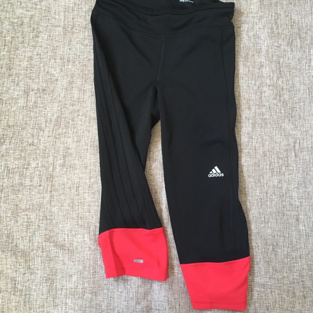 ADIDAS response workout pants black ray red med